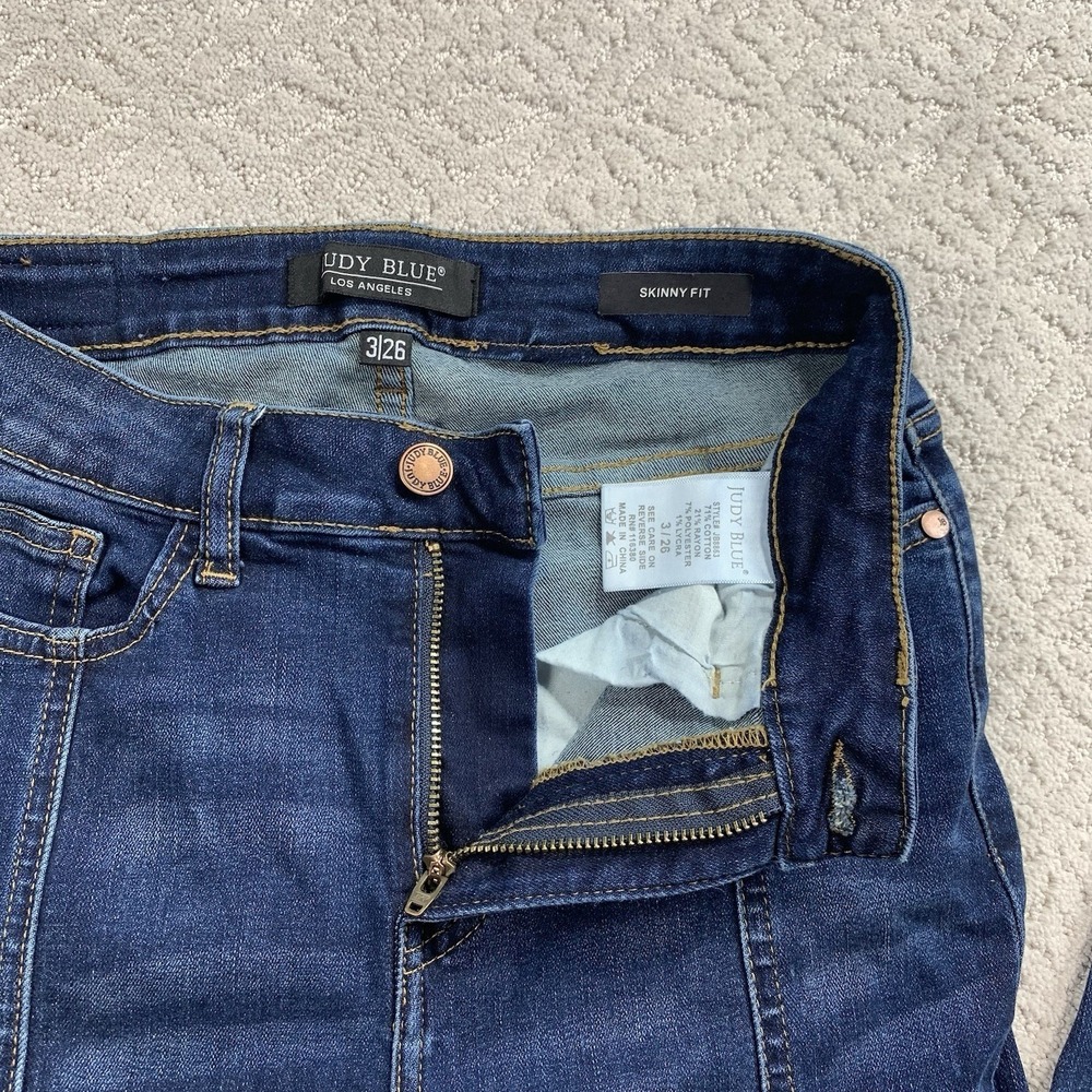 Judy Blue Womens 3 26 Mid Rise Skinny Jeans Dark Wash Stretch Denim - Picture 3 of 8